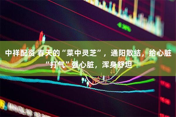 中祥配资 春天的“菜中灵芝”，通阳散结，给心脏“打气”强心脏，浑身舒坦